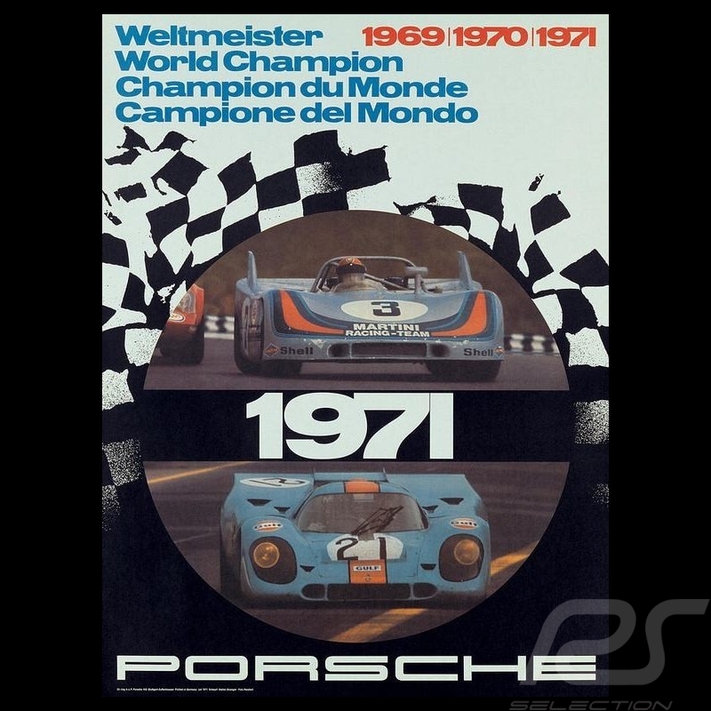 Porsche Poster 908 917 Weltmeister 1969 1970 1971