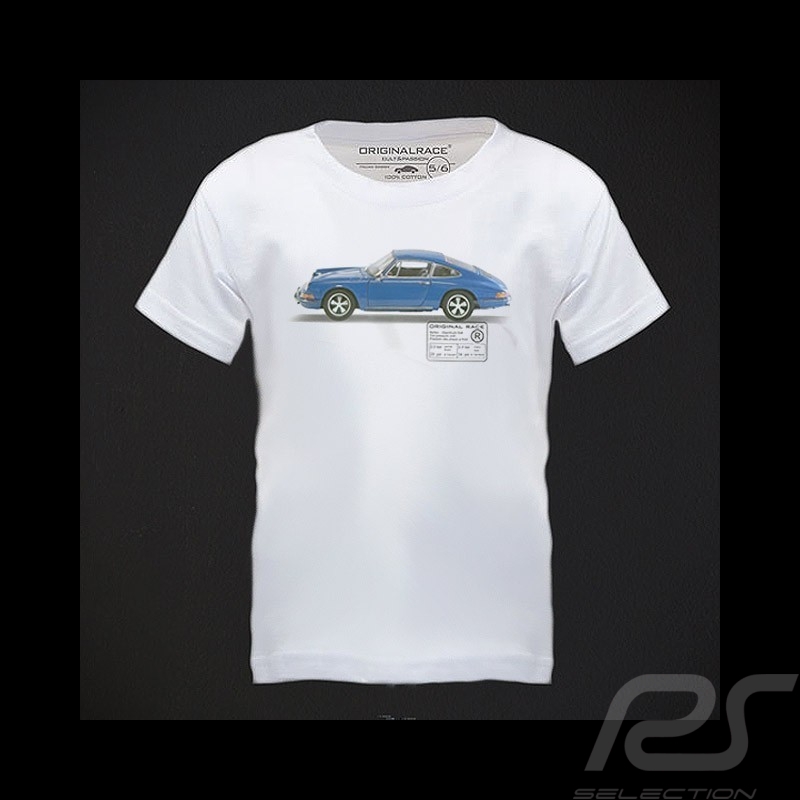 T-Shirt Kinder blaue Porsche 911 weiß T-Shirt Kinder blaue Porsche 911 weiß