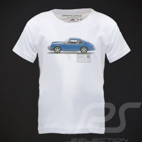 T-Shirt Kinder blaue Porsche 911 weiß