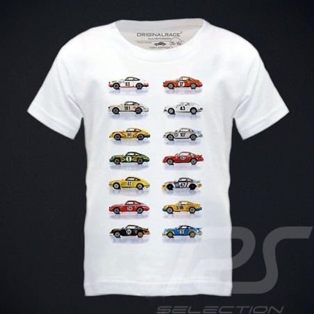 T-Shirt Porsche 911 voitures course blanc - enfant