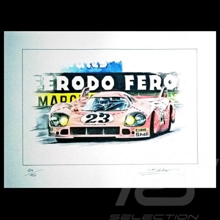 Porsche 917 K Martini Racing 1971 reproduction d'un dessin original de Sébastien Sauvadet