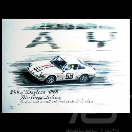 Porsche 911 n° 59 Daytona 1968 dessin original de Sébastien Sauvadet