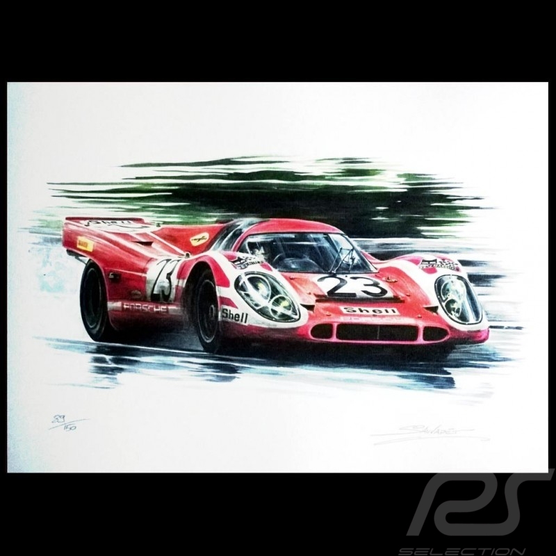Porsche 917 K Martini Racing 1971 reproduction d'un dessin original de Sébastien Sauvadet