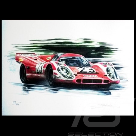 Porsche 917 K Martini Racing 1971 reproduction d'un dessin original de Sébastien Sauvadet