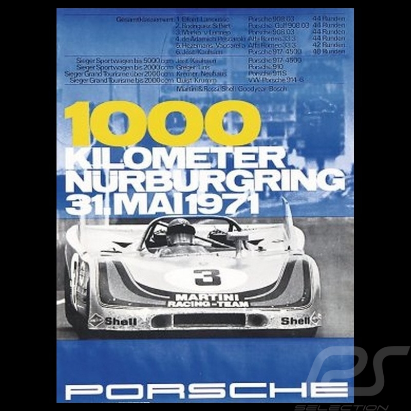 Porsche Poster 908 1000 kilometer Nürburgring 1971 
