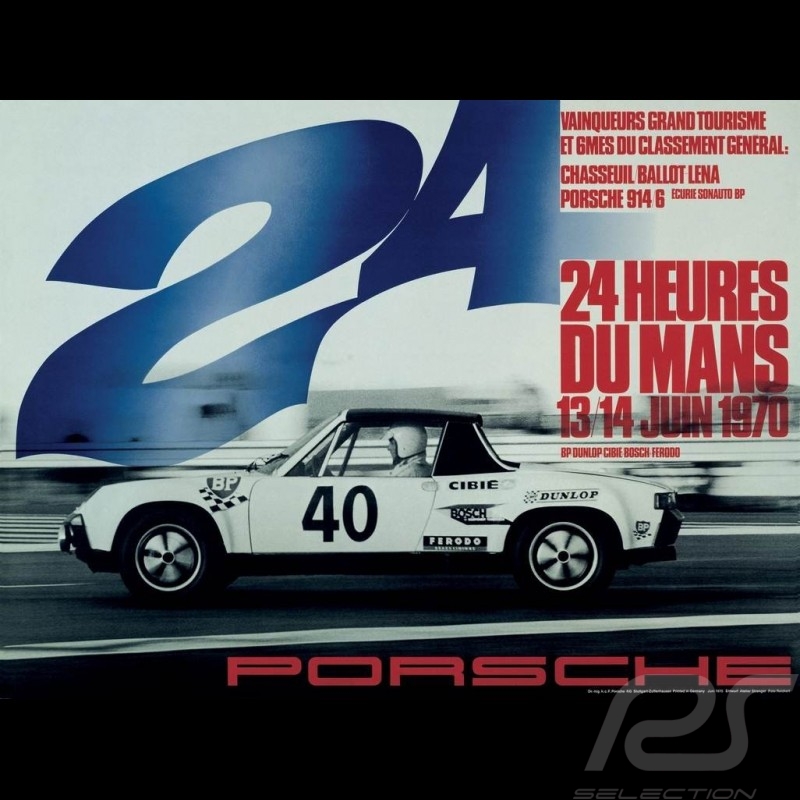 Porsche Poster 914 24 heures du Mans 1970 