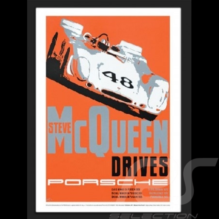 Steve McQueen Porsche Sebring reproduction d'un poster original de Nicolas Hunziker