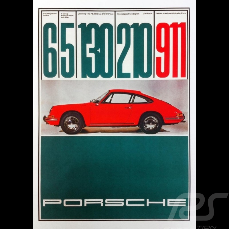 Bane sollys Specificitet Porsche Poster 911 1965 130 PS 210 km/h