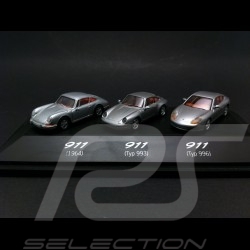 Trio Porsche 911 gris argent 1964 993 996 très rare 1/87 Schuco WAP022BOX