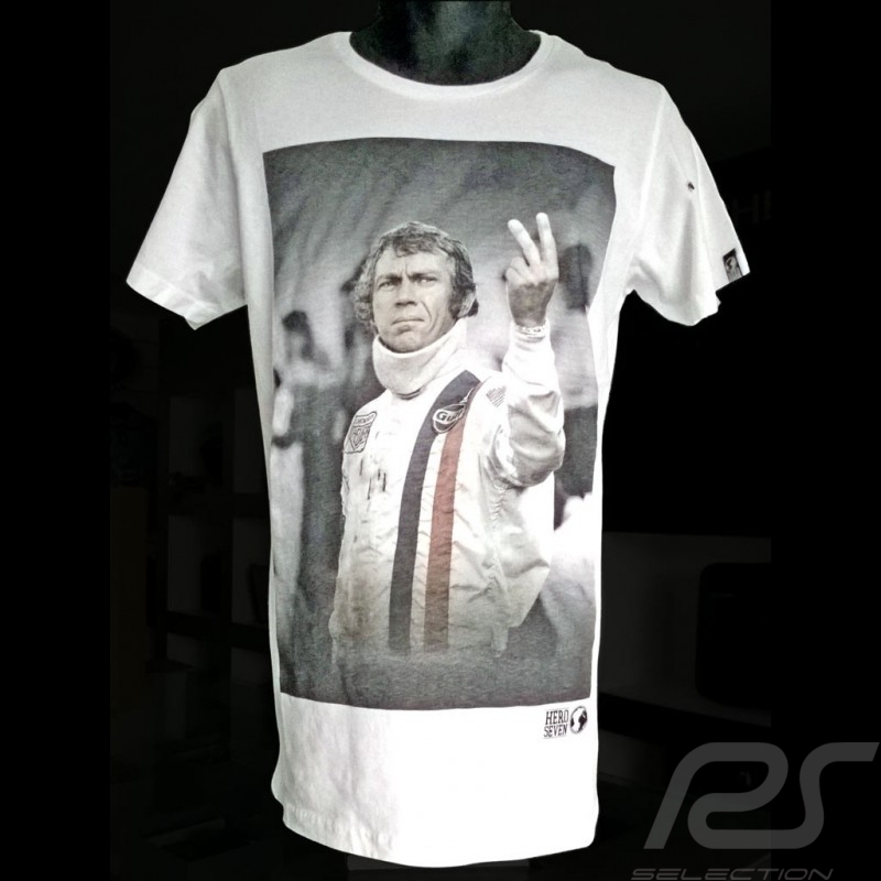 T-Shirt Herren Steve McQueen The man Le Mans weiß