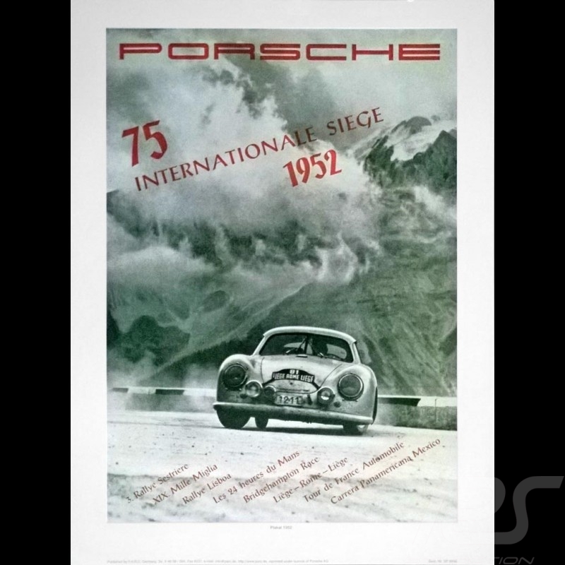 Porsche Poster Porsche 356 75 Internationale Siege 1952