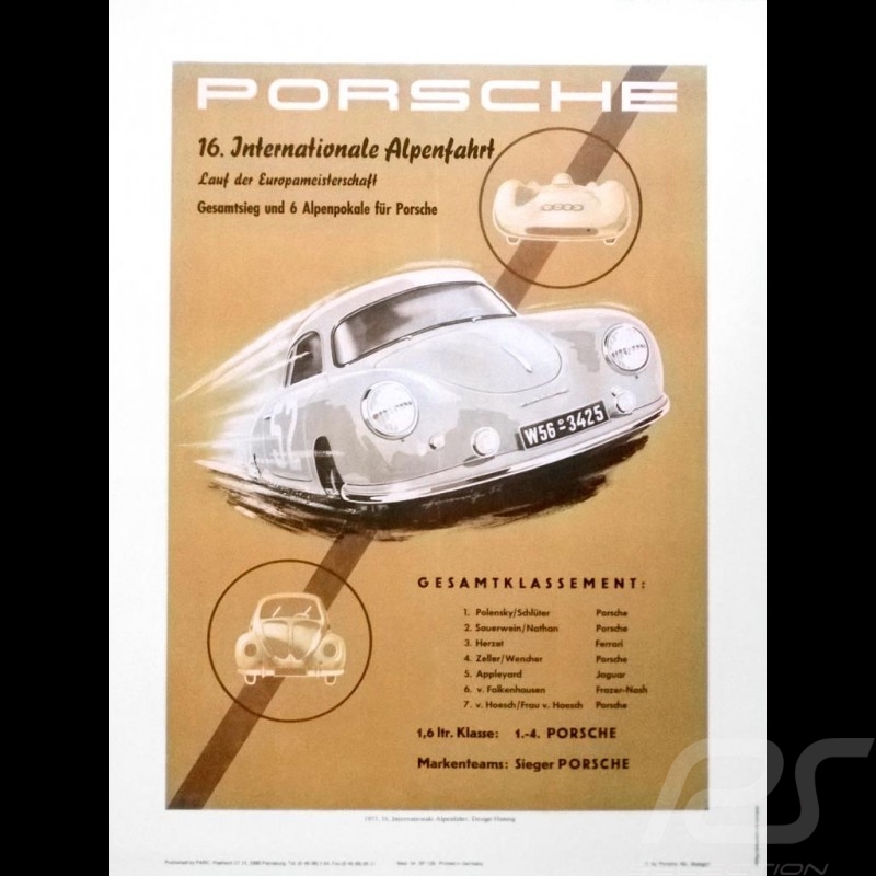 Porsche Poster Internationale Alpenfahrt 1953 originale Plakat von Erich Strenger