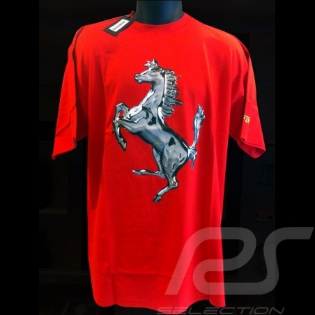 T-shirt Ferrari silber Cavallino rot Herren