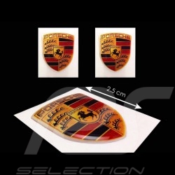 Set de 2 autocollants 3D Porsche 2,5 x 2 cm Crest 3D sticker Wappen-Aufkleber