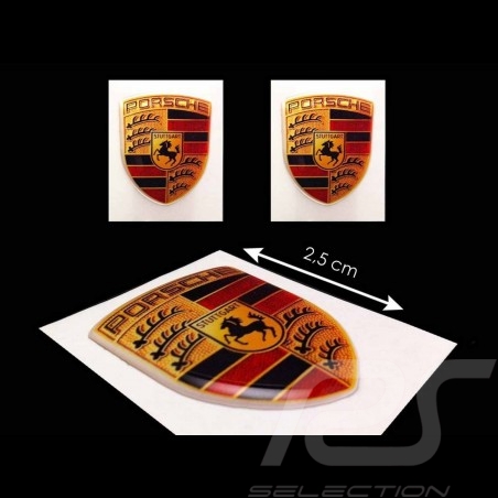 Set von 2 Wappen-Aufkleber 3D Porsche 2,5 x 2 cm