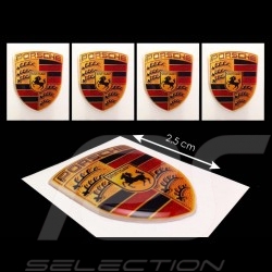 Set von 4 Wappen-Aufkleber 3D Porsche 2,5 x 2 cm