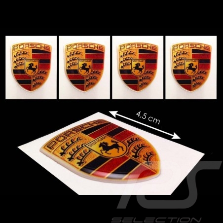 Set de 4 autocollants 3D Porsche  4.5 x 3.5 cm Crest 3D sticker Wappen Aufkleber 