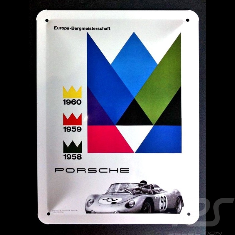 Metal plate Porsche 718 RSK European Hill Climb Championship 1958 1959 1960 20 x 15 cm MAP01572116