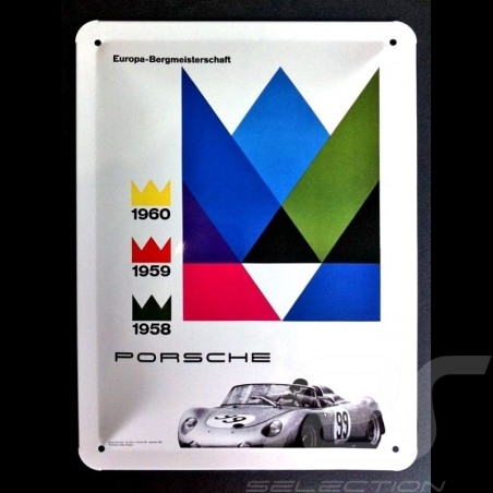Plaque métal Porsche 718 RSK championnat d'europe de la montagne 1958 1959 1960 Metal plate Blechschild MAP01572116