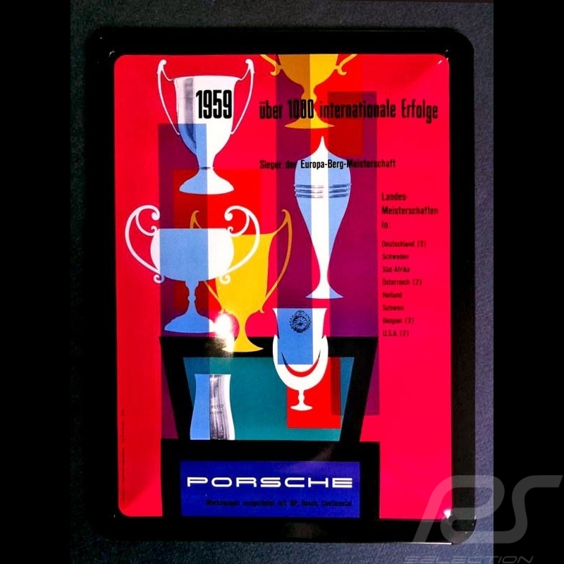 Metal plate Porsche 1000 international victories 1959 20 x 15 cm MAP01572016