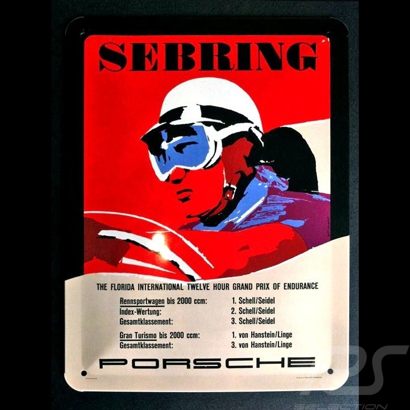 Blechschild Porsche Sebring Rennfahrer vintage helm 20 x 15 cm MAP11601016