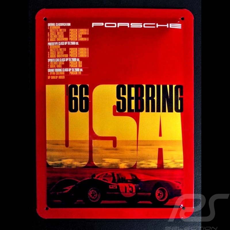 Blechschild Porsche 1966 Sebring USA 20 x 15 cm MAP11601116