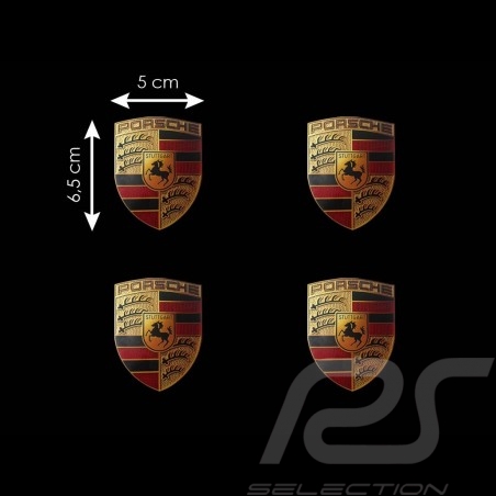 Set of 4﻿ Porsche Crest sticker 6.5 x 5 cm