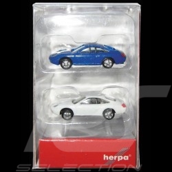 Duo Porsche 996 white and blue 1/160 N Herpa 065122-002 