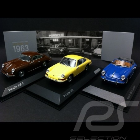 Trio Porsche 356 C Coupé et Cabriolet, Porsche 901 Coupé 1963 1/43 Minichamps WAP0203560H WAP0205500H WAP0209110H