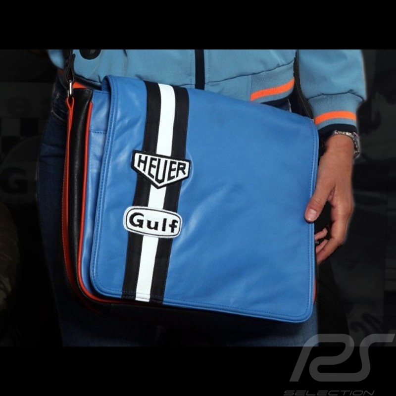 Messengerbag Gulf blau Leder 