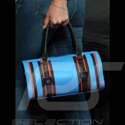 Handbag Gulf blue leather bowling style