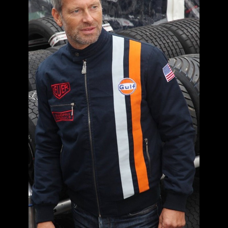 Jacket Gulf Steve Mc Queen Le Mans cotton indigo blue men