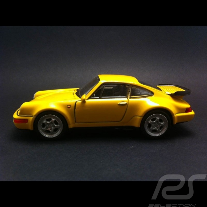 Porsche 964 Turbo type 965  Welly jaune jouet à friction pull back toy Spielzeug Reibung