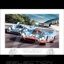 Porsche 917 K Martini Racing 1971 reproduction d'un dessin original de Sébastien Sauvadet