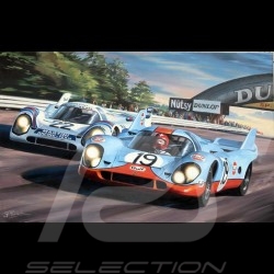 Porsche 917 K Martini Racing 1971 reproduction d'un dessin original de Sébastien Sauvadet