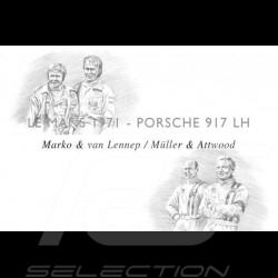 Porsche 917 K Martini Racing 1971 reproduction d'un dessin original de Sébastien Sauvadet