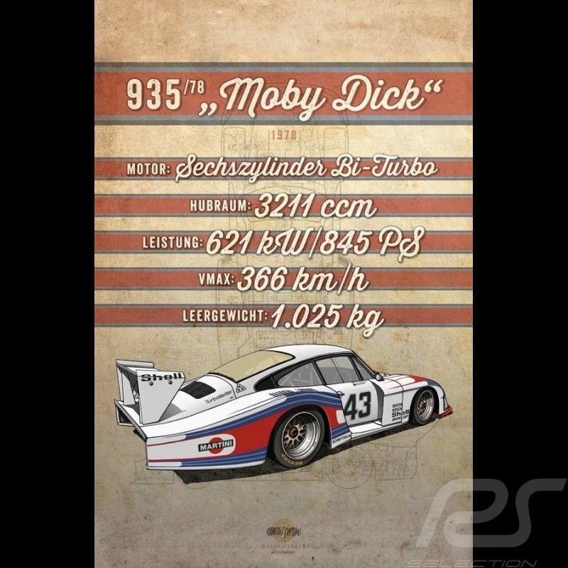 Porsche 917 K Martini Racing 1971 reproduction d'un dessin original de Sébastien Sauvadet