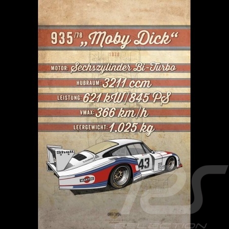 Porsche 917 K Martini Racing 1971 reproduction d'un dessin original de Sébastien Sauvadet