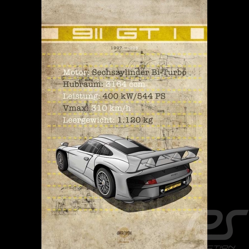 Porsche 917 K Martini Racing 1971 reproduction d'un dessin original de Sébastien Sauvadet