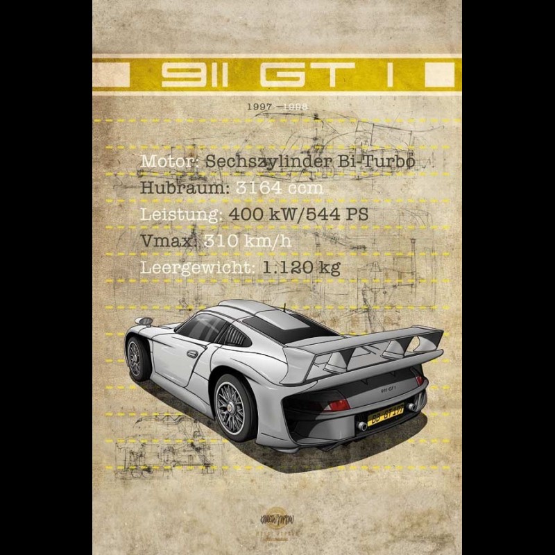 poster-porsche-911-gt1-printed