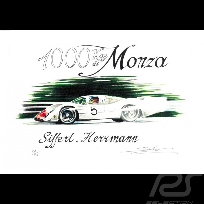 Porsche 908 n° 5 1000 km Monza Original Zeichnung von Sébastien Sauvadet