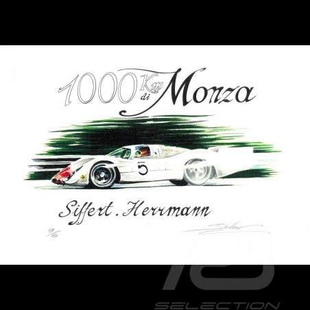 Porsche 908 n° 5 1000 km Monza original drawing by Sébastien Sauvadet