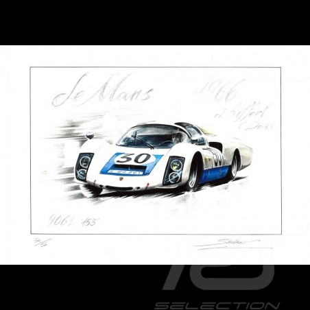 Porsche 906 n° 30 Le Mans 1966 Original Zeichnung von Sébastien Sauvadet