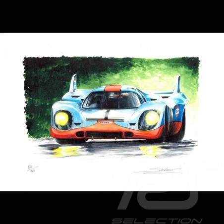 Porsche 917 Gulf n° 1 original drawing by Sébastien Sauvadet