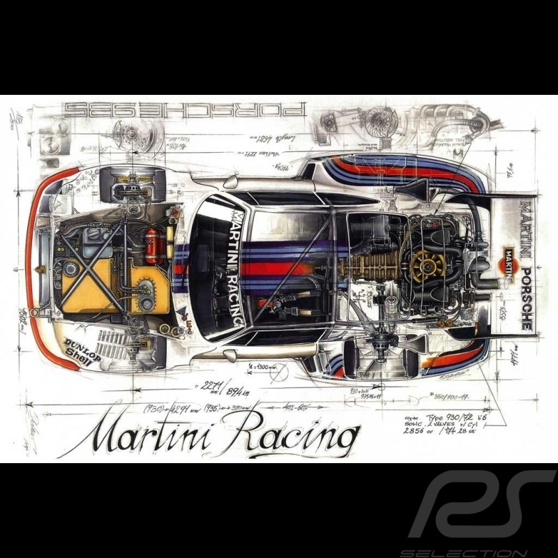 Porsche 917 K Martini Racing 1971 reproduction d'un dessin original de Sébastien Sauvadet