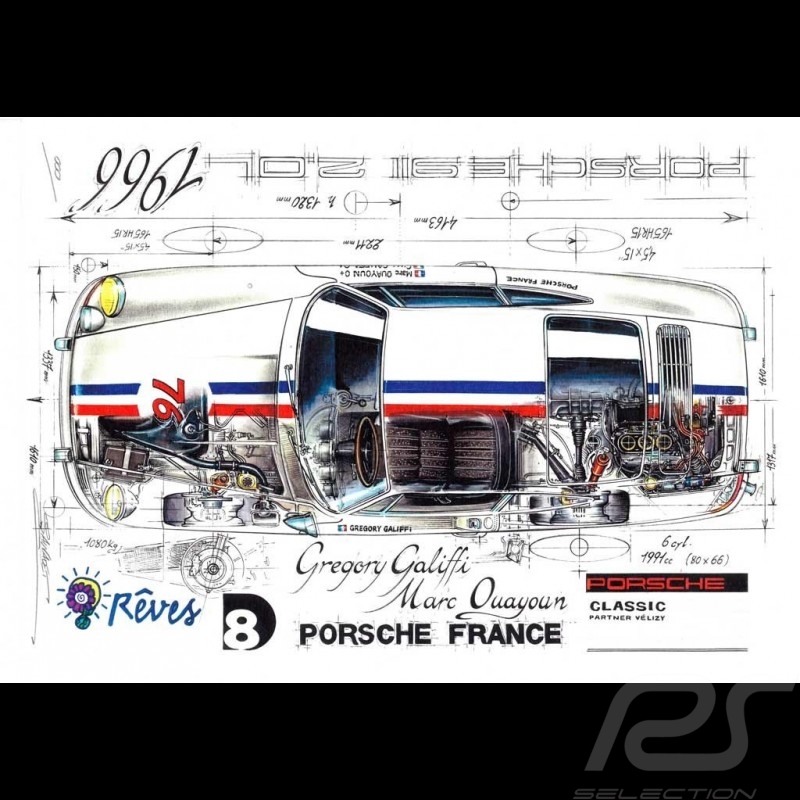 Porsche 917 K Martini Racing 1971 reproduction d'un dessin original de Sébastien Sauvadet