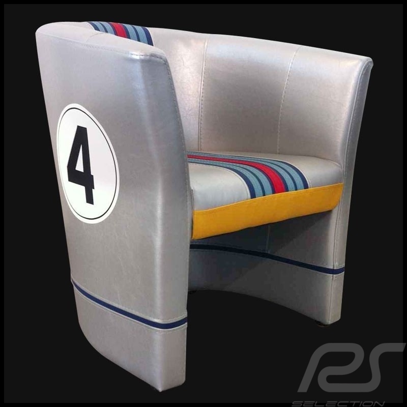 Fauteuil cabriolet Racing Inside n° 4 gris Racing team bande jaune