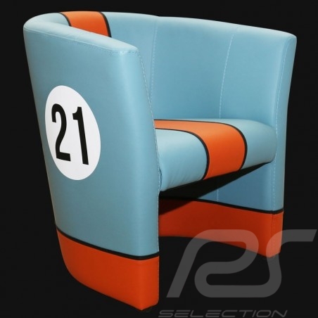 Fauteuil cabriolet Tub chair Tubstuhl Racing Inside n° 21 bleu Racing team / orange