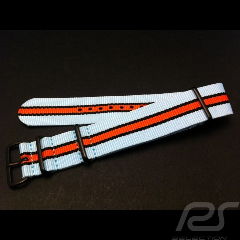 Uhrenarmband Nato Racing Team blau / orange / schwarz