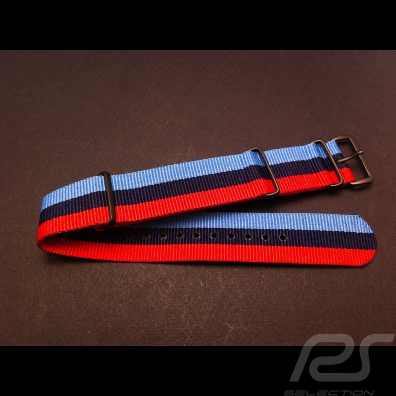 Uhrenarmband Nato Motorsport blau / rot / schwarz